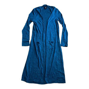 Agnes & Dora Teal Open Front Maxi Duster Cardigan Sweater M